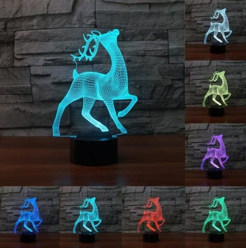 Deer 3D 7Color Touch Control Illusion Light