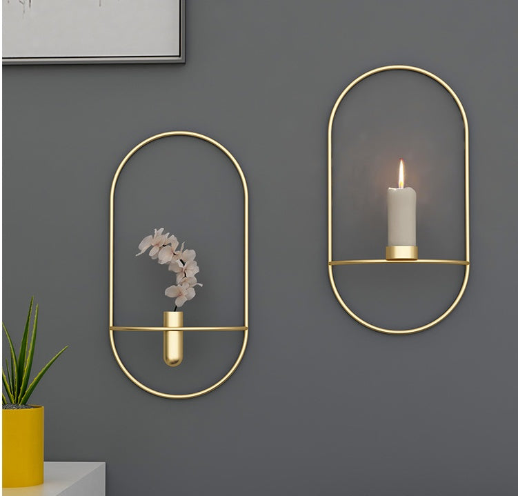 3D Metal Round Candlestick Wall Mounted Crafts