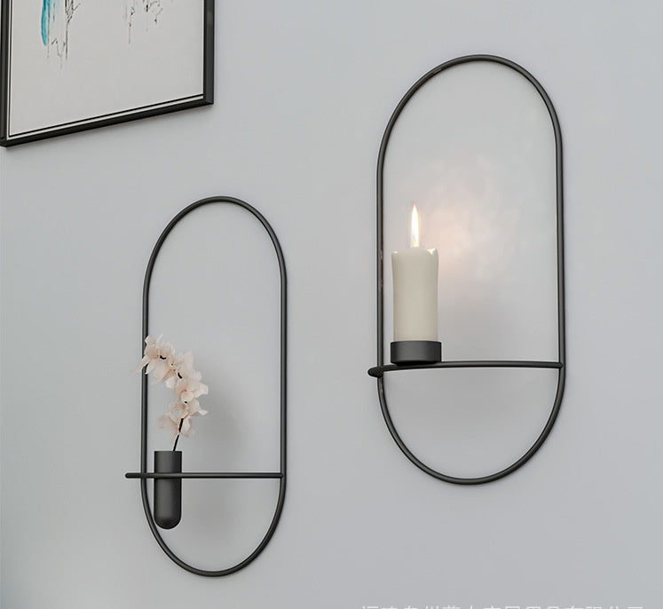 3D Metal Round Candlestick Wall Mounted Crafts