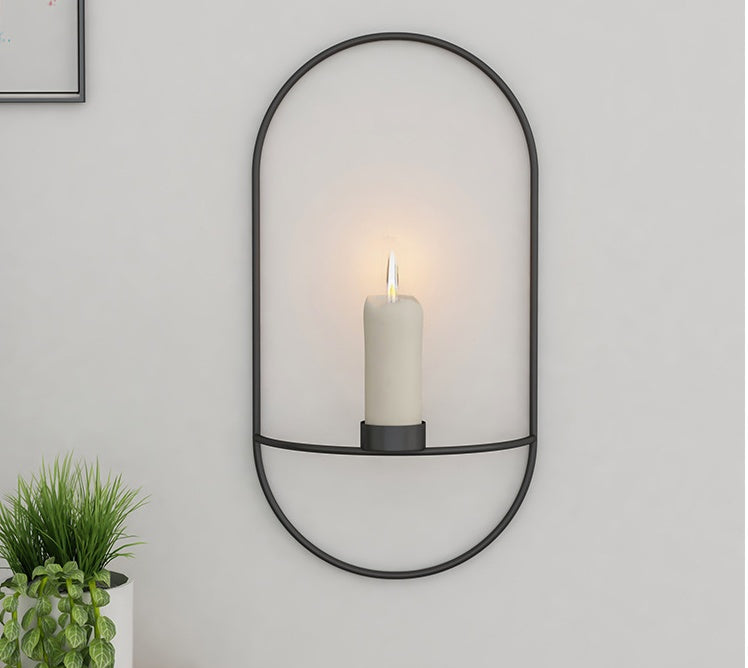 3D Metal Round Candlestick Wall Mounted Crafts