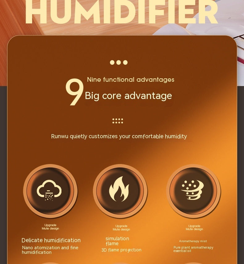 Flame Humidifier USB Smart Timing LED