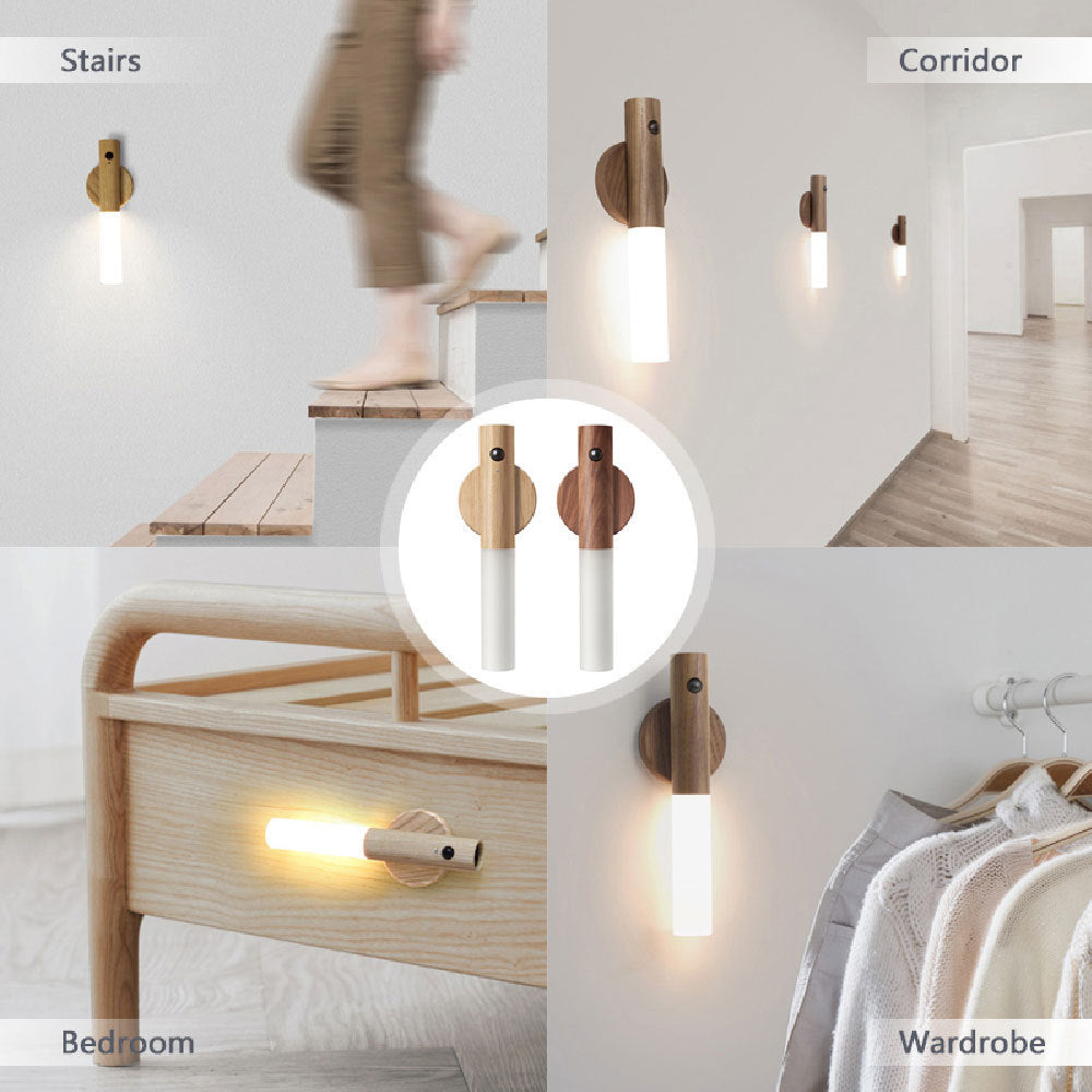 Auto LED USB Magnetic Wood Wireless