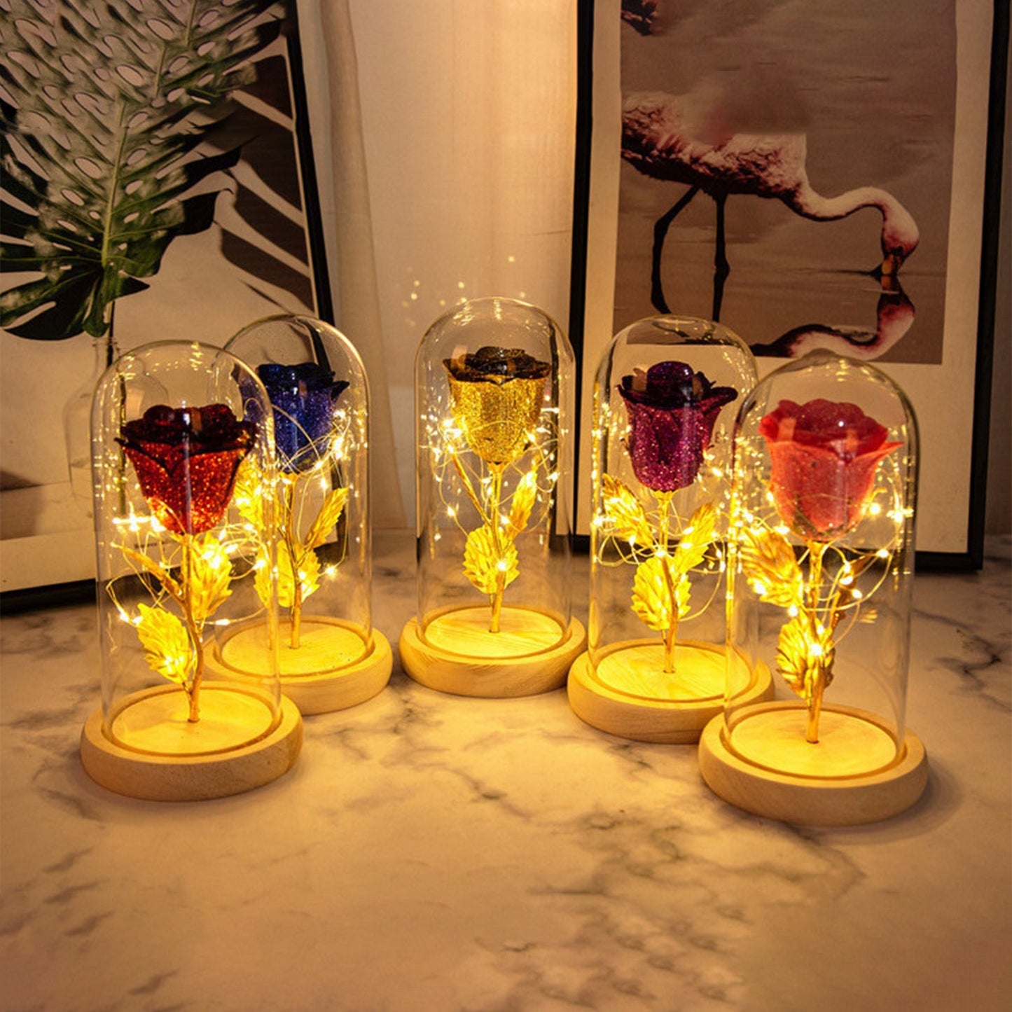 Flowers LED Light In Glass