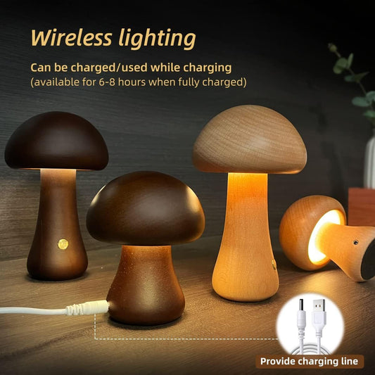 Wooden Mushroom LED Light