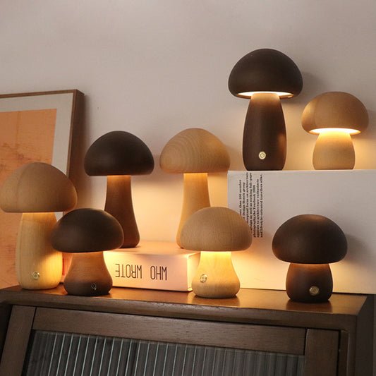 Wooden Mushroom LED Light
