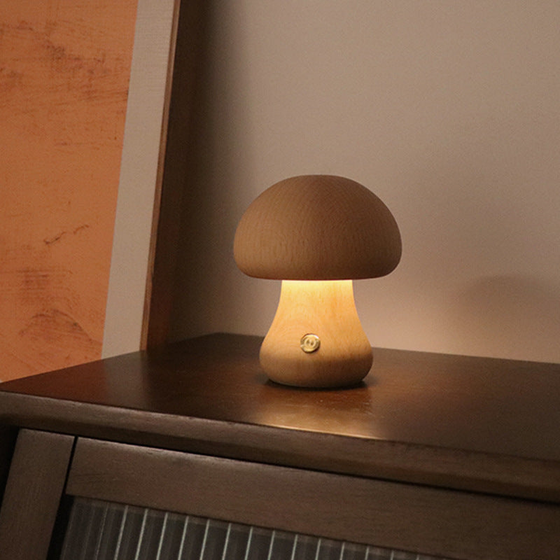 Wooden Mushroom LED Light