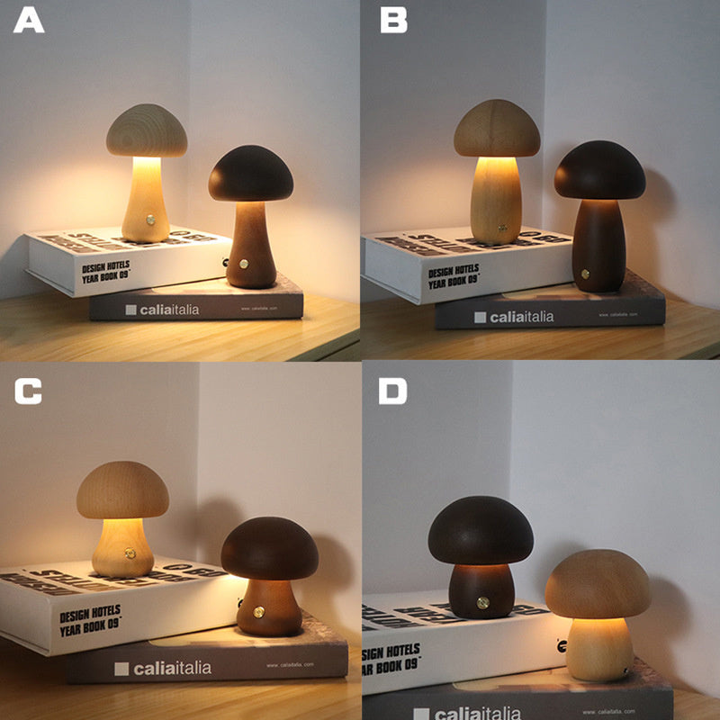 Wooden Mushroom LED Light