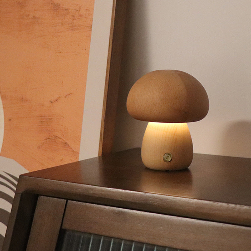 Wooden Mushroom LED Light
