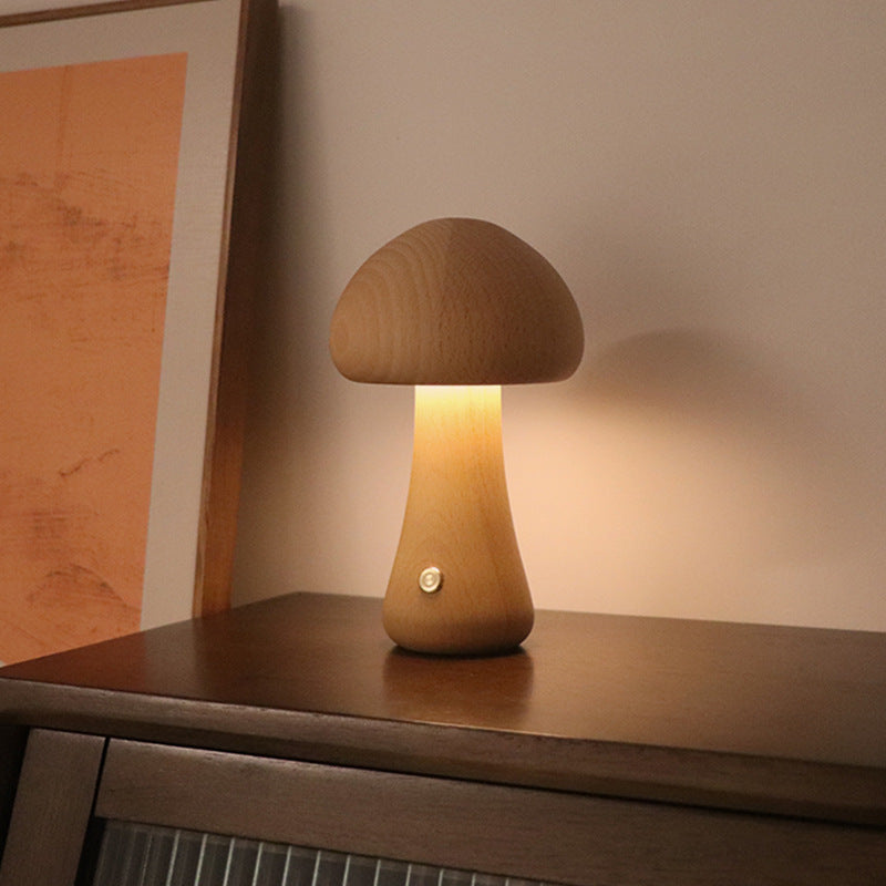 Wooden Mushroom LED Light